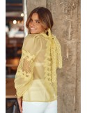 Women\'s chiffon blouse with lace, yellow 9131 - Online store - Boutique